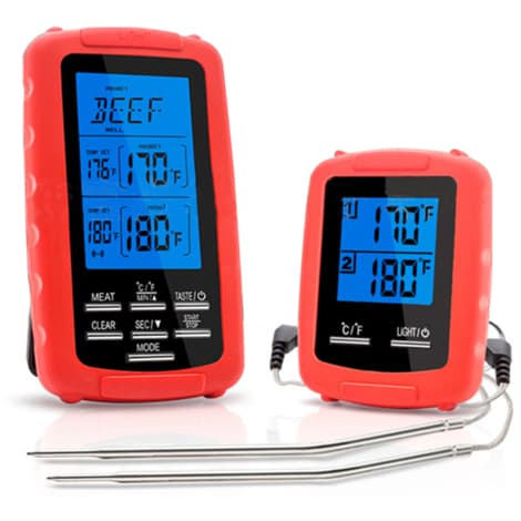 Trådlös mattermometer, dubbelsond, röd