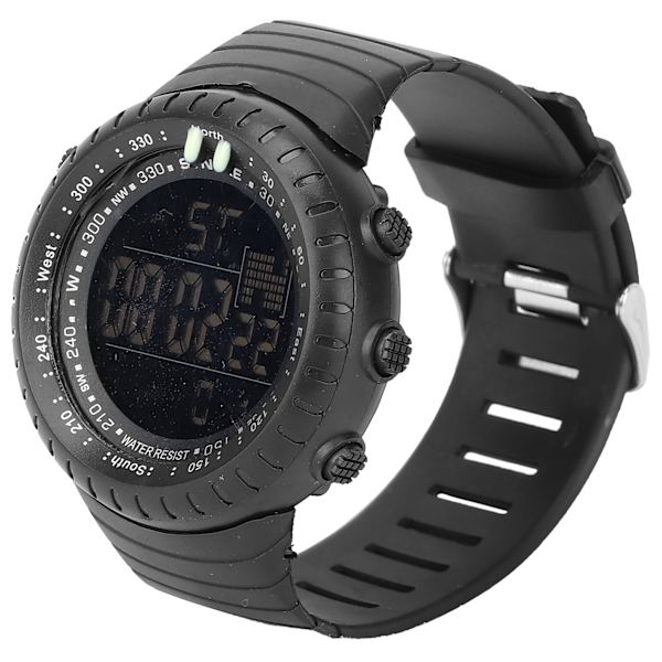 Digital watch Nattljus Vattentät Flerfunktions elektronisk watch för män Svart