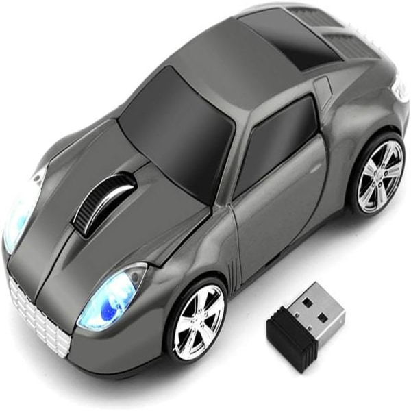 Trådlös bilsportmus, optisk 3D-mus för bärbara datormöss, 2,4 GHz 1000DPI-mus för TSL (grå)