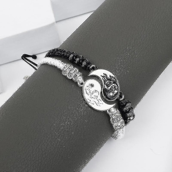 2/4st Tai Chi Yin Yang Par Armband Halsband Set Hänge Justerbar Braid Chain Armband Matchande Lover Armband Choker(silver Armband Set),ki