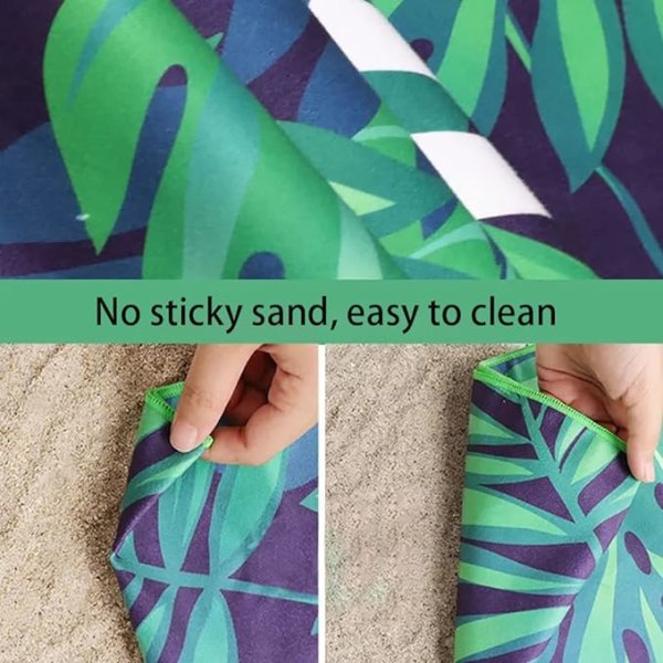 Sandtät strandhandduk i mikrofiber, lätt, sandtät och snabbtorkande strandfilt Stor picknickfilt，160x80 cm