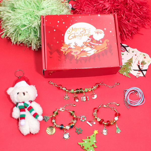 Adventskalender 2023 Girls Christmas Charm Armband Countdown Calendar for Kids, 24 Grid Christmas Countdown Calendar Surprise Hand Armband Smycken B