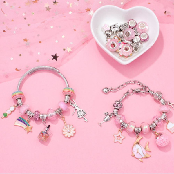 76st Armbandstillverkningssats, julklappar Smyckenstillbehör pärlor, armband för gör-det-självhantverk, sjöjungfruflickor Set för smyckenstillverkning,
