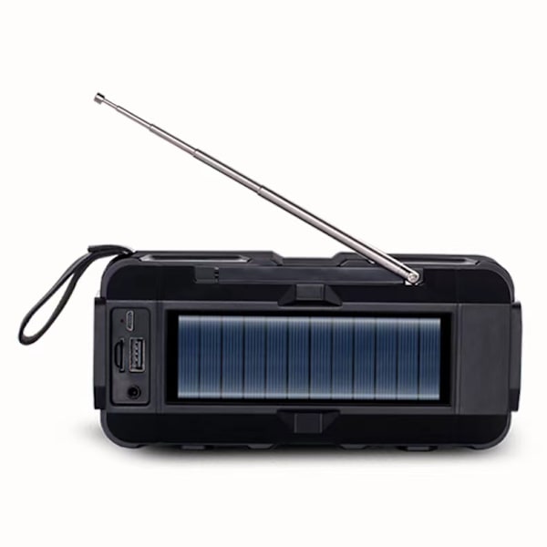 Emergency Solar Radio, självdriven vevradio med LED-ficklampa, AM FM WB väderradio med 2000mAh uppladdningsbart batteri för Smart Phone Emergenc
