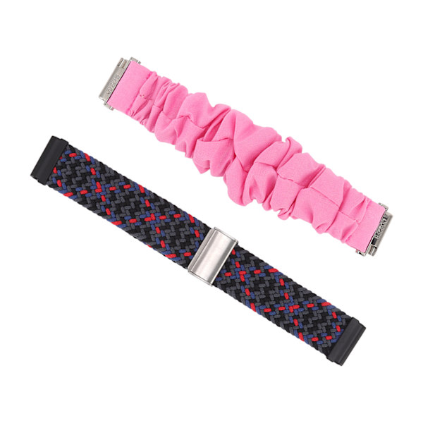 Vävt nylon watch Rostfritt stål spänne 4 fjäderstångsbyte Scrunchie klockband för Fitbit Versa