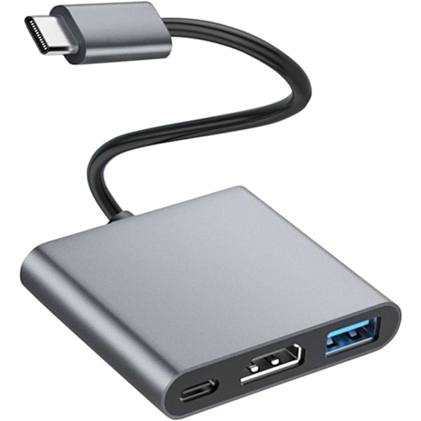 USB-C 3-i-1, Aluminium USB-C-adapter för MacBook Pro/Air, 4K HDMI, PD 87W, USB 3.0-port, för iPad Pro m1, XPS, Laptop PC, Switch