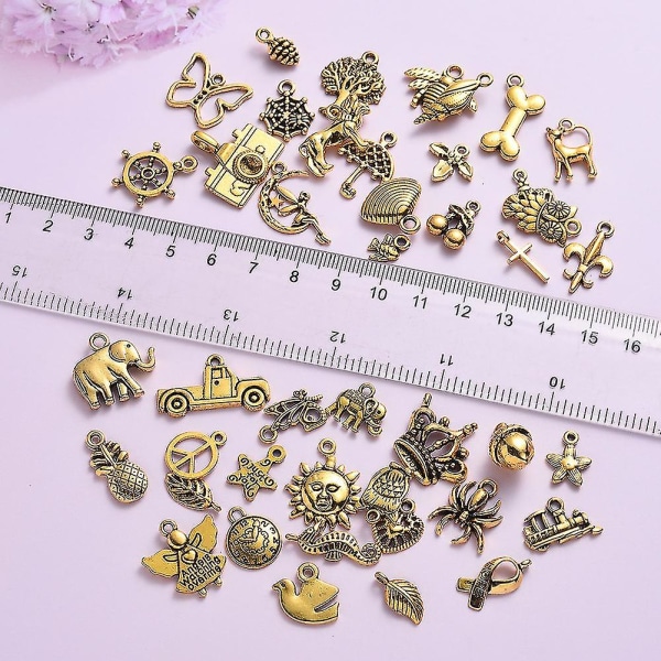 100st tibetansk antik guldberlock blandade hängen diy för armband halsband smycken Makin,barn,hane