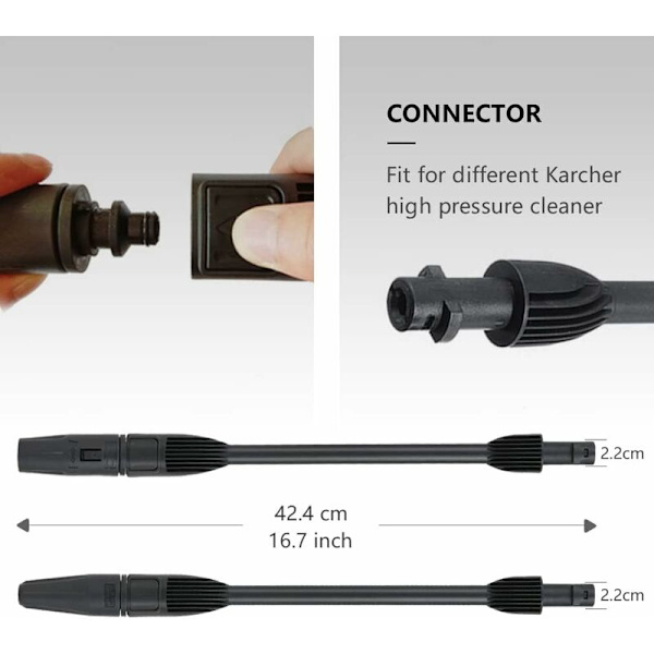 Lans för Karcher, Dubbelfunktion roterande lans för Karcher K2 K3 K4 K5 K6 K7 högtryckstvättar, tvättpistol med justerbart munstycke jettillbehör turbo