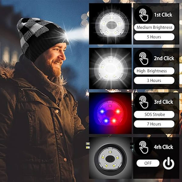 Bluetooth hatt för män Julklappsidé, unisex skidmusik vinter Bluetooth hatt, mjuk varm mössa med HD-stereolyssningsmikrofon, lämplig för sport