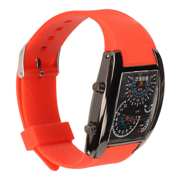 LED elektronisk watch Klassiska digitala klockor Justerbar Racing Dashboard Armbandsur Rött bälte