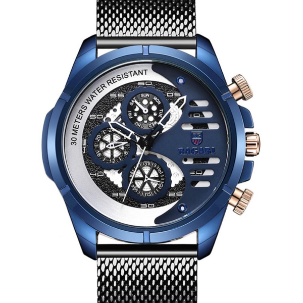 Luminous Quartz 3ATM vattentät mesh watch (blåsvart)