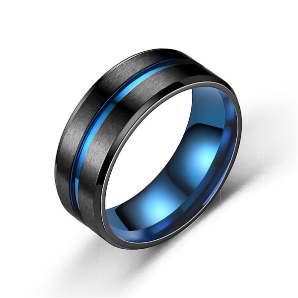 Europeisk och amerikansk stil 8 mm klassisk moderiktig tvåfärgad ring i borstat rostfritt stål Tvåfärgad räfflad titanstålring herrring, nr 11, mal