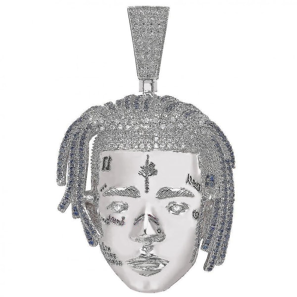 Hiphop Rap Rapper Xxxtentacion Halsband Hänge med repkedja Bling Cubic Zircon Cool Rock Biker Smycken för män Giftgold 1y,barn,hane