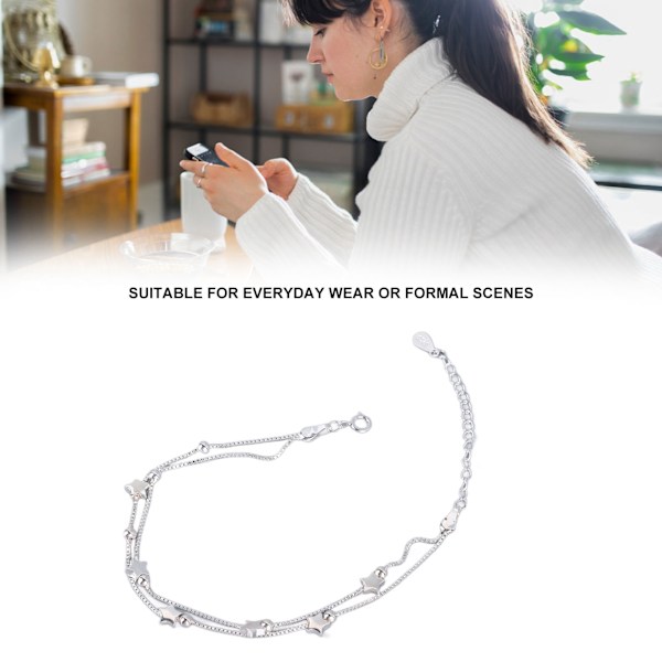 Stars S925 Silver Armband Elegant Justerbar Rund Form Länkarmband för Dating Vardagsliv