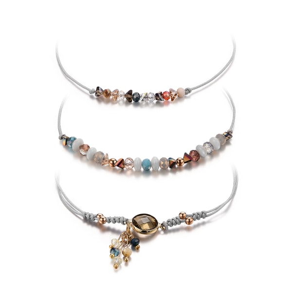 Kvinnor vävda smycken tillbehör justerbara pärlor armband Set