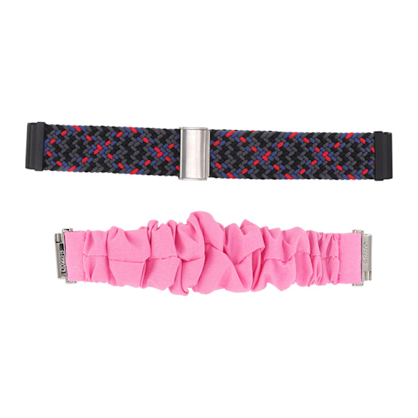 Vävt nylon watch Rostfritt stål spänne 4 fjäderstångsbyte Scrunchie klockband för Fitbit Versa