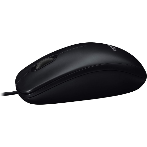 Logitech M90 USB mus med sladd, 1000 DPI optisk spårning, tvåhandshantering, kompatibel med PC, Mac, bärbar dator, svart