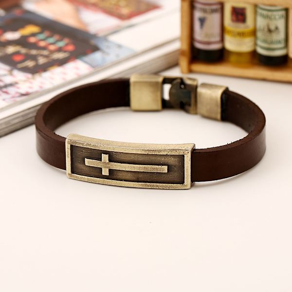 Vintage kors dekor kohud armband handgjorda armband smycken gåva