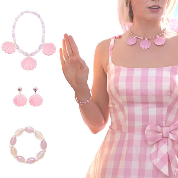 Barbie-rosa Halsband Armband Set Shell Halsband Armband Set,barn,kvinna