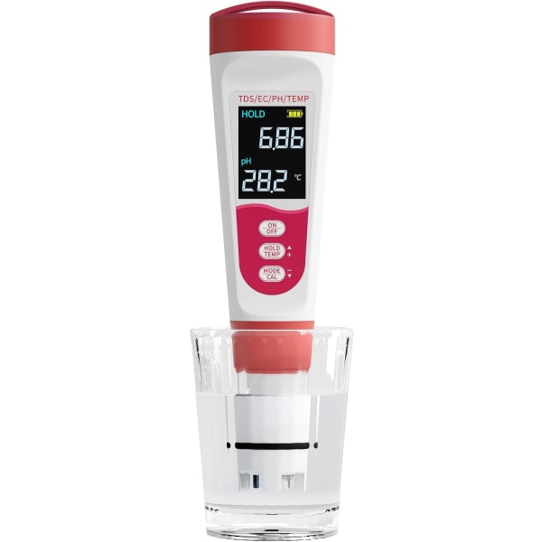 4 i 1, pH/TDS/EC/Temperature Water Quality Tester, IP67, för hydrokultur, trädgårdar, pooler och akvarier