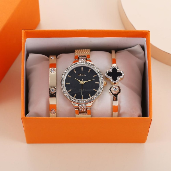 Black Friday, 3 st/ set Dam Quartz Watch And Armband Set Julklapp, vuxen, kvinna