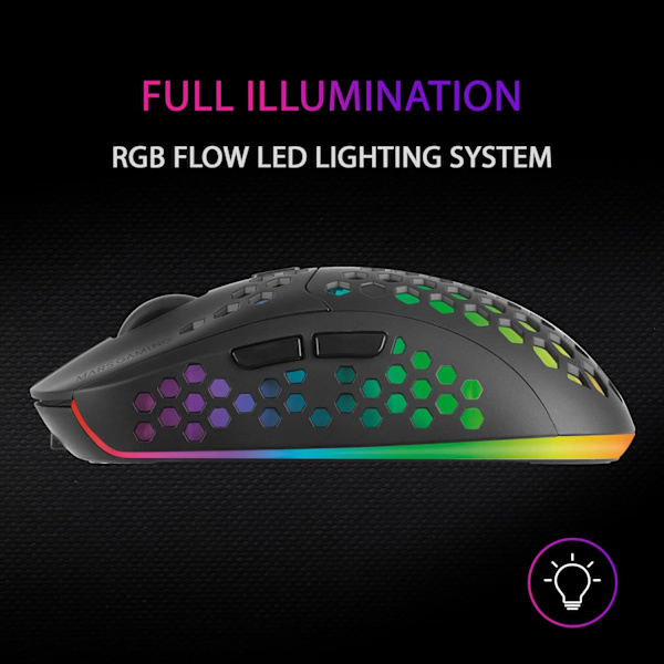 MMW3, trådlös spelmus, RGB Flow, Ultralätt 79g, 3200DPI svart