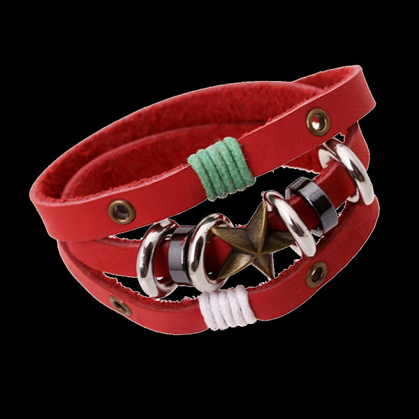 3 lager unisex handgjord kohud Fem spetsiga stjärnhänge pärlor Armband Smycken Tillbehör