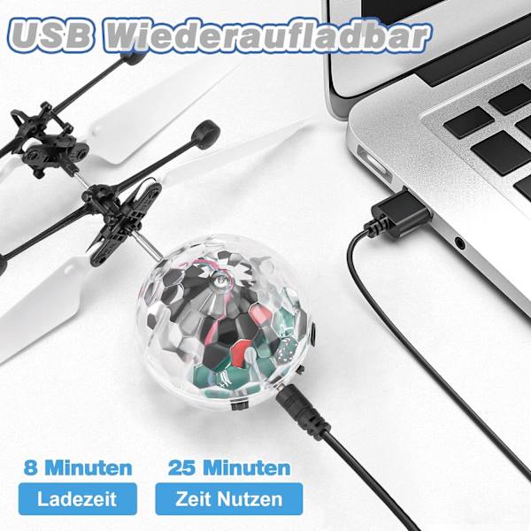 Flygande helikopterboll, barnleksak Minifjärrkontroll Flygplan med LED-ljus RC Drone Julfödelsedagspresentidé Pojke Tjej 4 5 6 7 8 9 10 11 12
