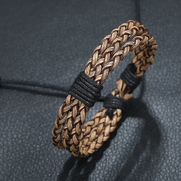 Mode Retro Justerbar PU vävd Man Armband Handled Dekoration