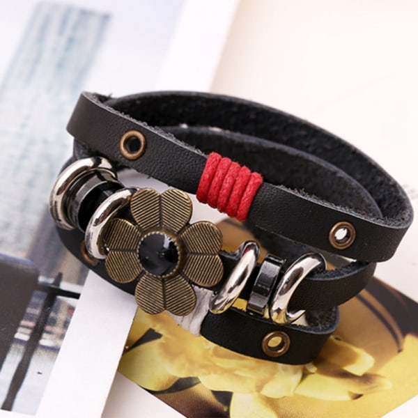 3-lagers handgjorda kohudslegering blomsterhänge pärlor retro armband smycken