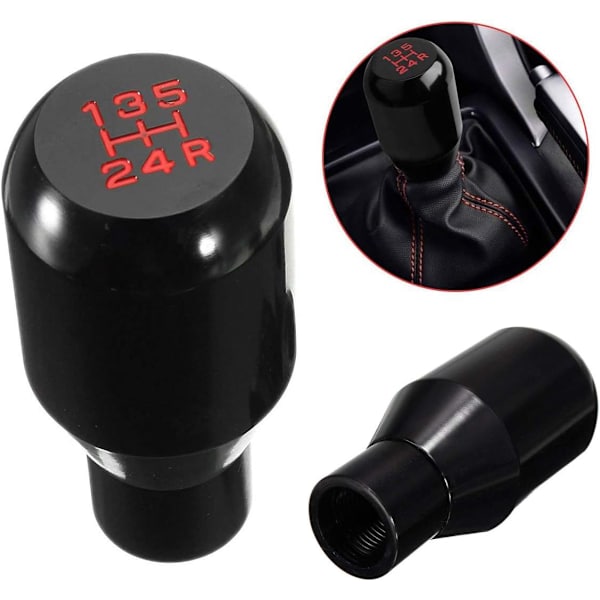 Adapter Universal 5-växlad Manuell Metall Krom Växelspaksknopp Spak Pen Handtag Huvud Bil Styling Tillbehör Racing Style (Svart)