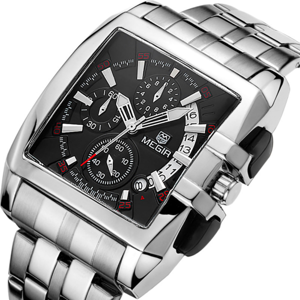 Män Man Analog Watch Fyrkantig Legering Case Quartz Armbandsur Svart Urtavla