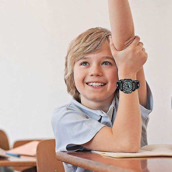Sport barnklocka, multifunktion vattentät digital watch för 6-15 år gamla pojkar, flickor 2 år, barn, hane