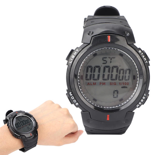 Digital watch Multifunktionell vattentät utomhussport elektroniska klockor för män Svart