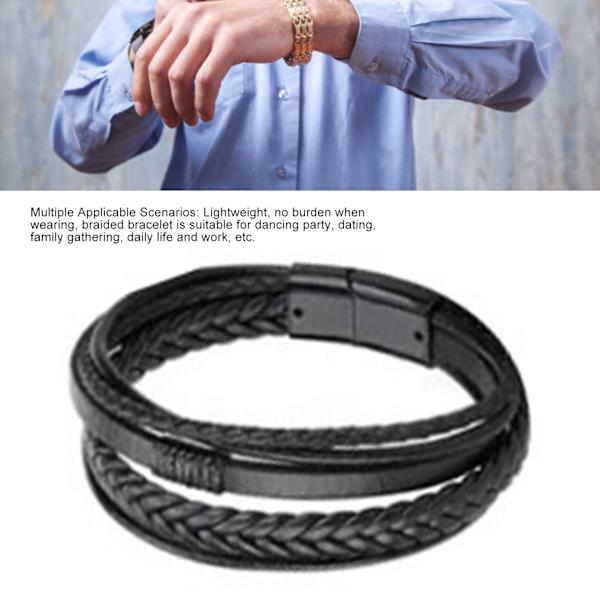 PU Läder Flätat Armband Herr Svart Enkelt Fashionabla Alloy Spänne Vävt Armband Smycken Tillbehör