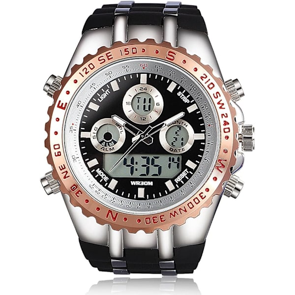 Watch Watch LED-ljus Dual-display Herrklockor, Rose Golden Case