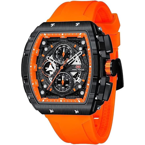 Watch Mode Tonneau Armbandsur (Kronograf/Vattentät/Lysande/Kalender) Silikonarmband Watch för män
