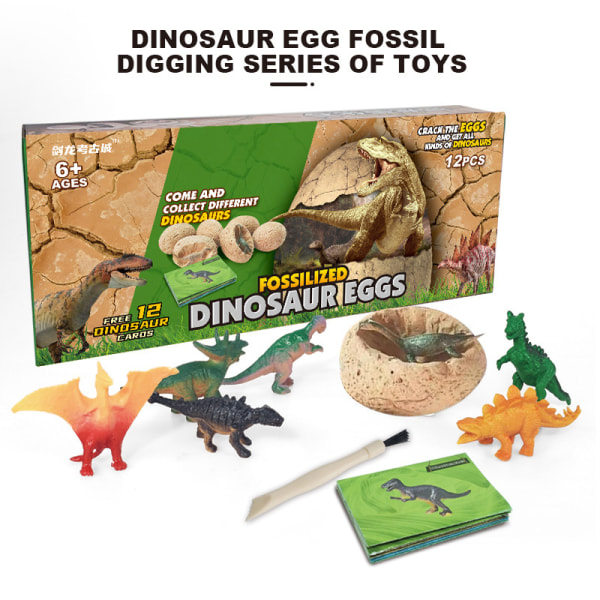 Dinosaur Eggs Dig Kit 12-pack, Upptäck 12 olika Dinos, Dino Egg Arkeologileksak Påskfestleksaker Pedagogiska leksaker för 6-åriga pojkar Flickor Barn