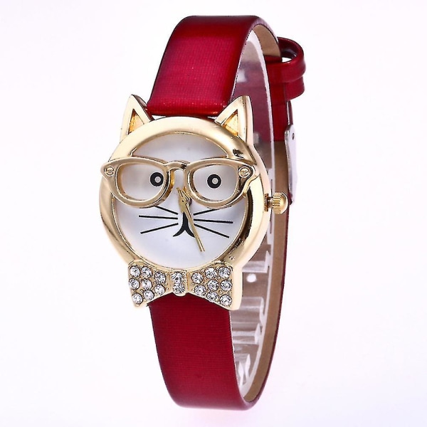 Söta Glasögon Katt Kvinnor Analog Quartz Urtavla Watch,vuxen,hona