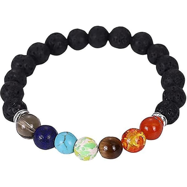 Chakraarmband för kvinnor Reiki Healing Crystals Yoga Beads Stretch Armband Handgjorda naturliga ädelstenar,barn,svart