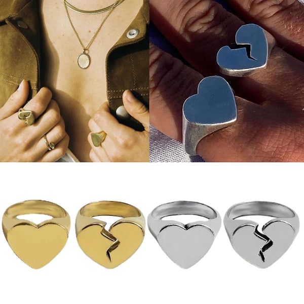 Broken Heart Chunky Ring Stapelbara midi-ringar för kvinnor tjejer julfest dekor,A53,hane