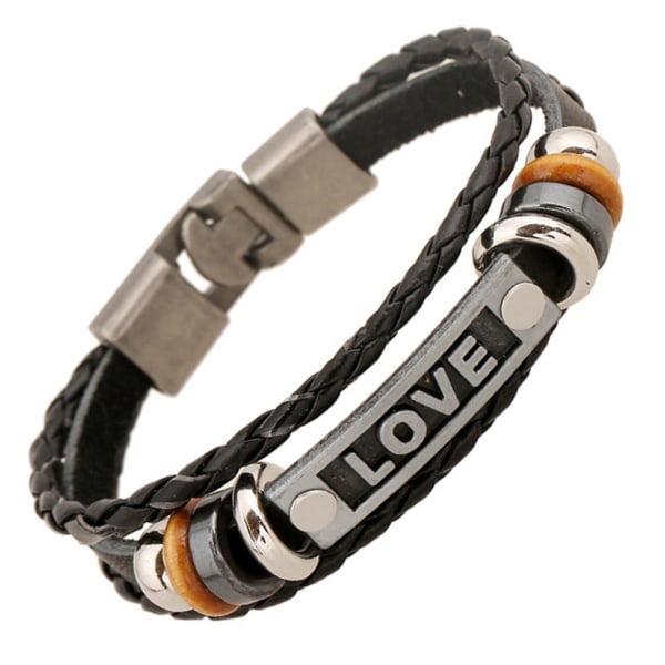 Snygga män Kvinna Handgjorda Kohud Legering Hänge Pärlor Spänne Retro Armband Smycken Tillbehör