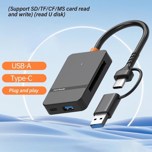 USB C USB 3.0 Kortlæser - USB til MS USB 3.0 Adapter - Kamera Viewer til Telefon/Laptop/PC