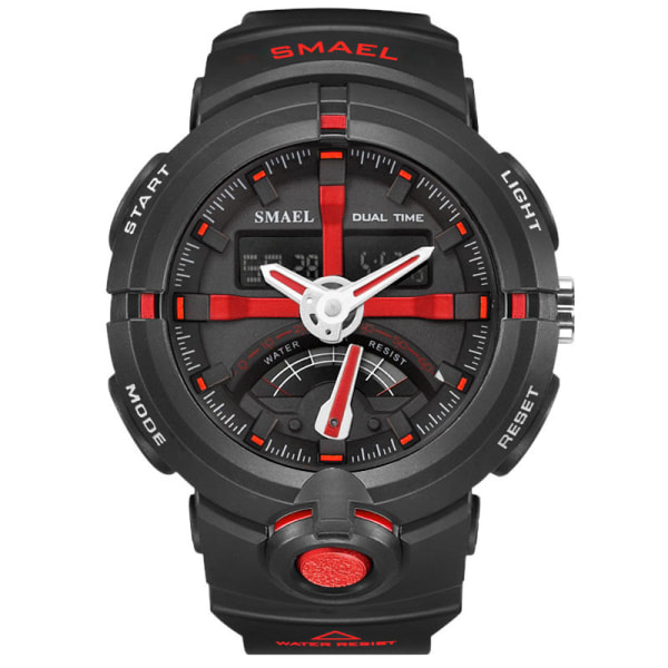 Fashionabla sport-simning Multifunktionell watch Elektronisk watch(svart röd)