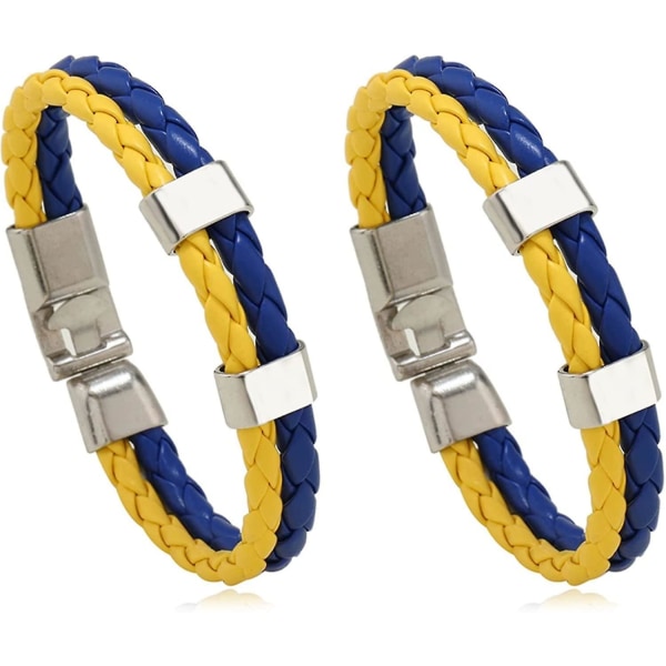 Armband, blågult armband, ukrainska flaggfärgsarmbandssmycken, läderarmband för män kvinnor (2 st),barn,hane