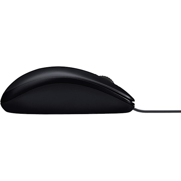 Logitech M90 USB mus med sladd, 1000 DPI optisk spårning, tvåhandshantering, kompatibel med PC, Mac, bärbar dator, svart