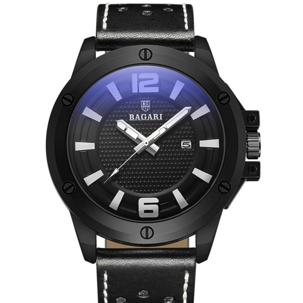Mode Män Metall Vattentät Quartz Rörelse Sport Företag Watch (Svart Vit)