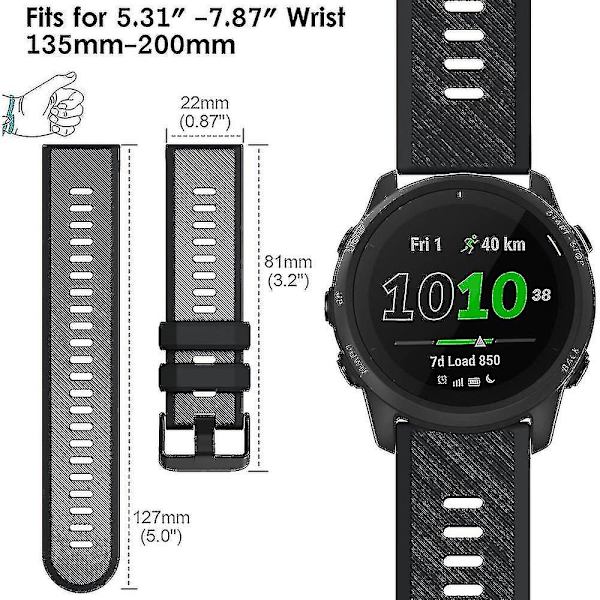 Armband för Forerunner 745, 22 mm silikonrem för Venu 2/garmin Vivoactive 4/forerunner 745, vuxen, unisex