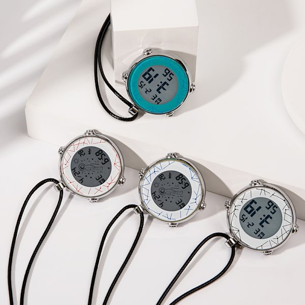 Halsband Watch Herr Kvinnor Praktiskt Mode Elektronisk Digital Display Glänsande yta Silverfodral Case