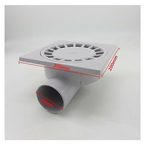 Per 200mm X 200mm Utlopp 75mm Golvavlopp Badrum Våtrum Dusch PVC Plast 1st-vit